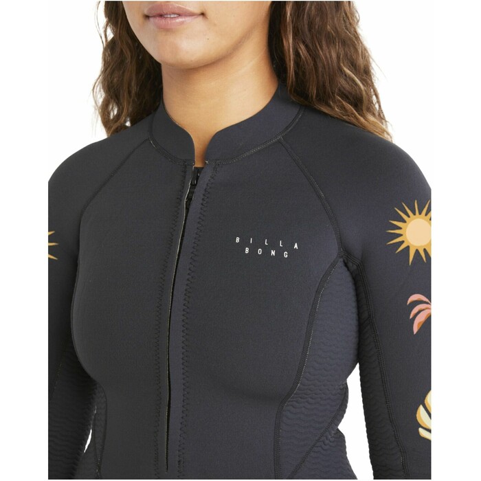 2024 Billabong Womens Salty Dayz Natural 2mm Long Sleeve Spring Wetsuit ABJW400120 - Hidden Palms Black